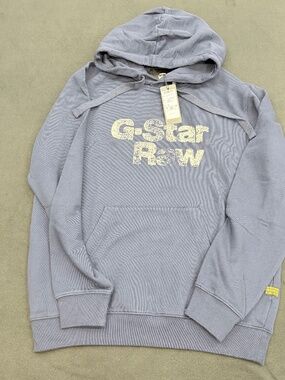G-Star Painted Graphic Hoodie in Sartho Blue Size: L